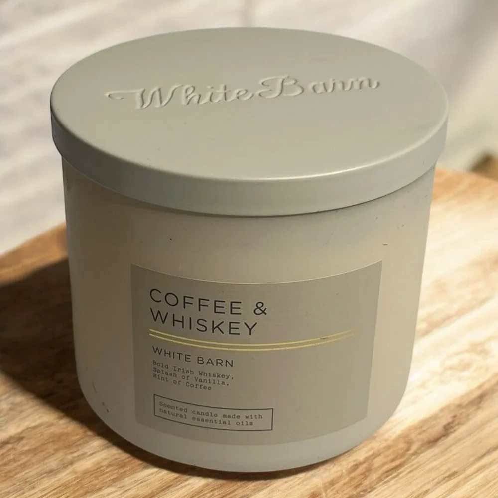 White Barn Bath & Body Works Coffee & Whiskey Scented Candle 14.5 oz